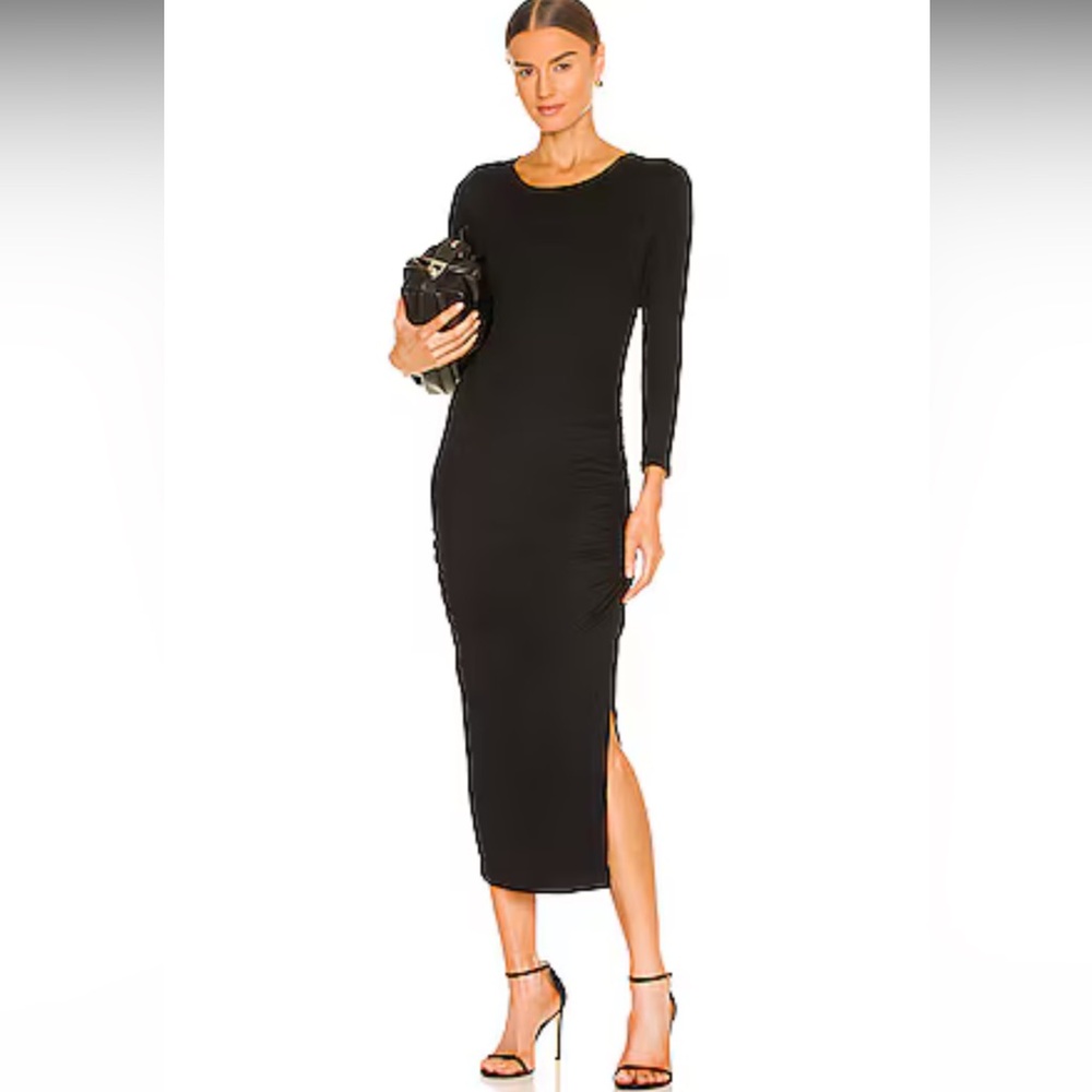 Michael Stars Black Long Sleeve Midi Bodycon Dress